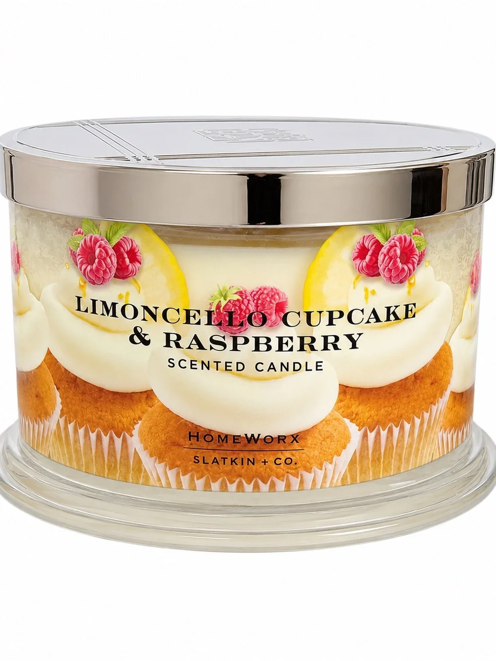 HomeWorx Limoncello Cupcake & Raspberry Scented Candle - Cream